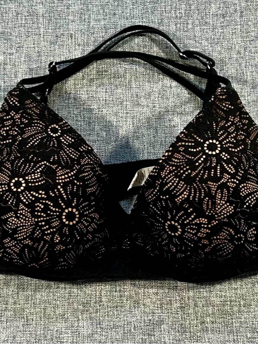 aerie Black Floral Lace T-Shirt Bra